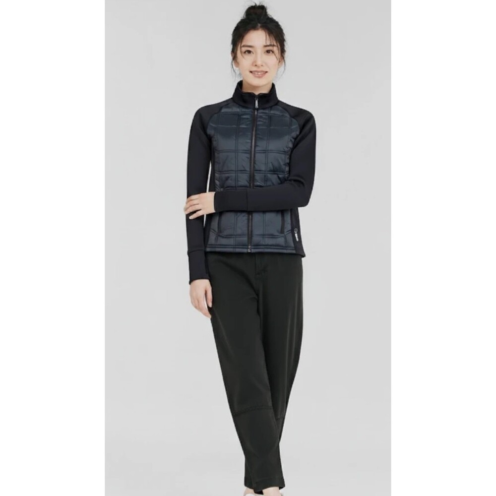 Sunice Women's Hybrid Quilted Golf Jacket Black M Torreon Golf Club Logo